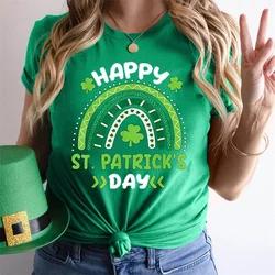2025 Happy St Patrick Day T-shirt For Women Solid Color Simple Street Fashion T Shirts 3D Print Graphic Festival Lucky Tee Top