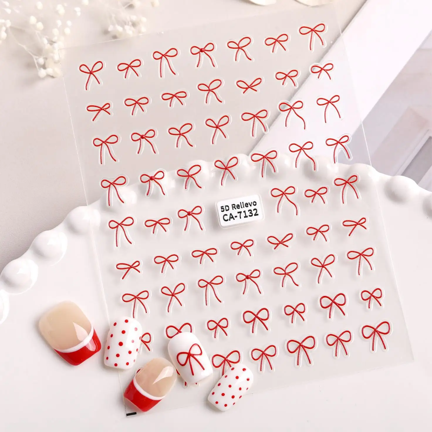 

1pcs Sweet Red/White/Black Bow Nail Art Stickers Cute Korea Style Nail Decoration Adhesive Decals Slider DIY Manicure Accessory