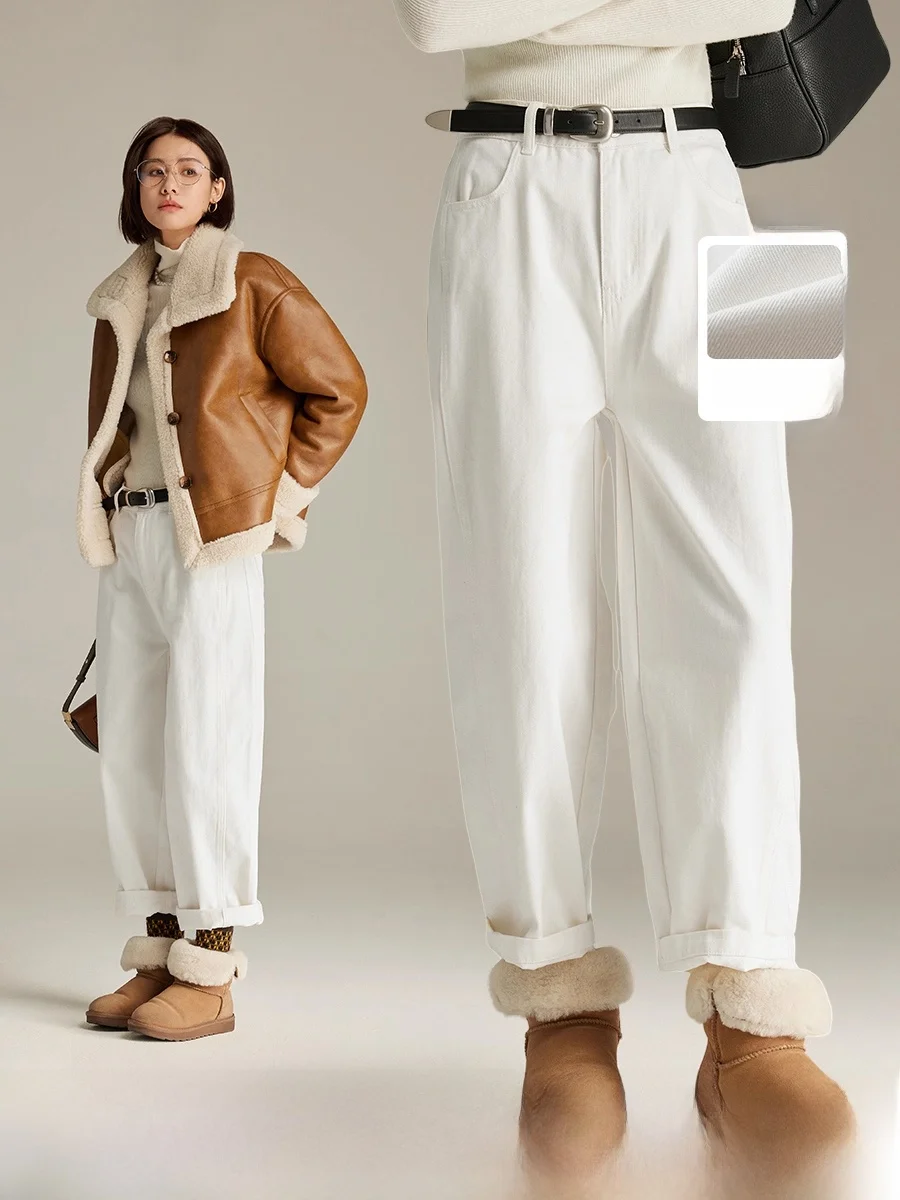 

Брюки Cloud Life Old Friend, хлопковые свободные широкие джинсы, повседневные осенне-зимние женские джинсы с высокой талией и застежкой-молнией