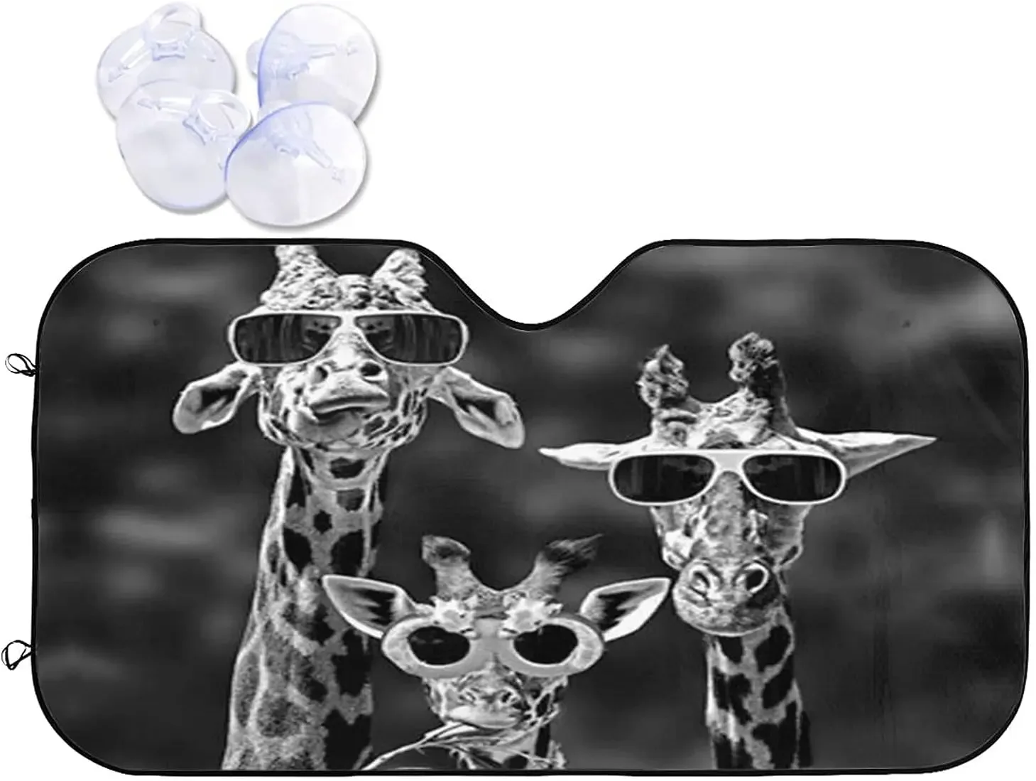 Sunglass Giraffes Pattern Sun Shade Front Window Sunshade for Most Sedans SUV Truck Blocks Max Uv Rays Keeps Your Vehicle Cool