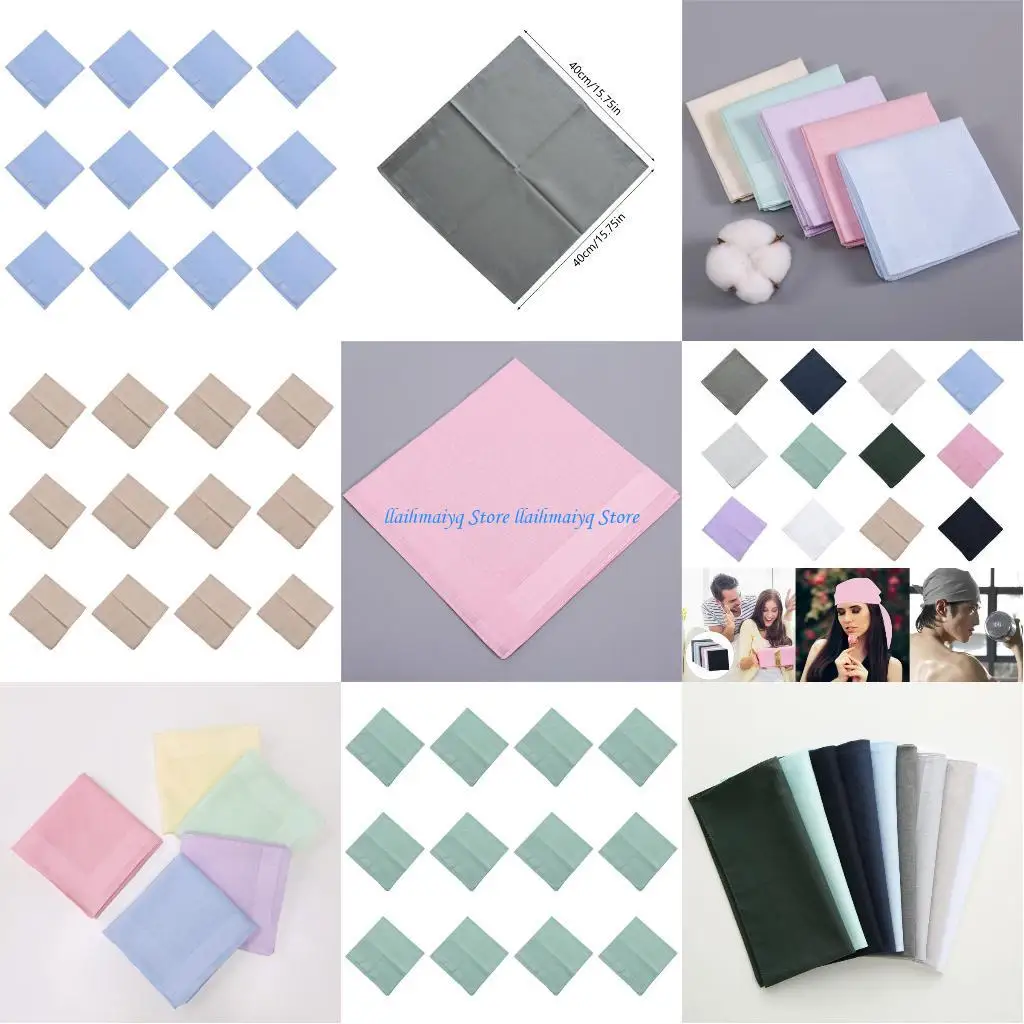 

573B хлопковые носовые платки для взрослых и мужчин, нагрудный квадратный платок, многофункциональные впитывающие пот полотенца,