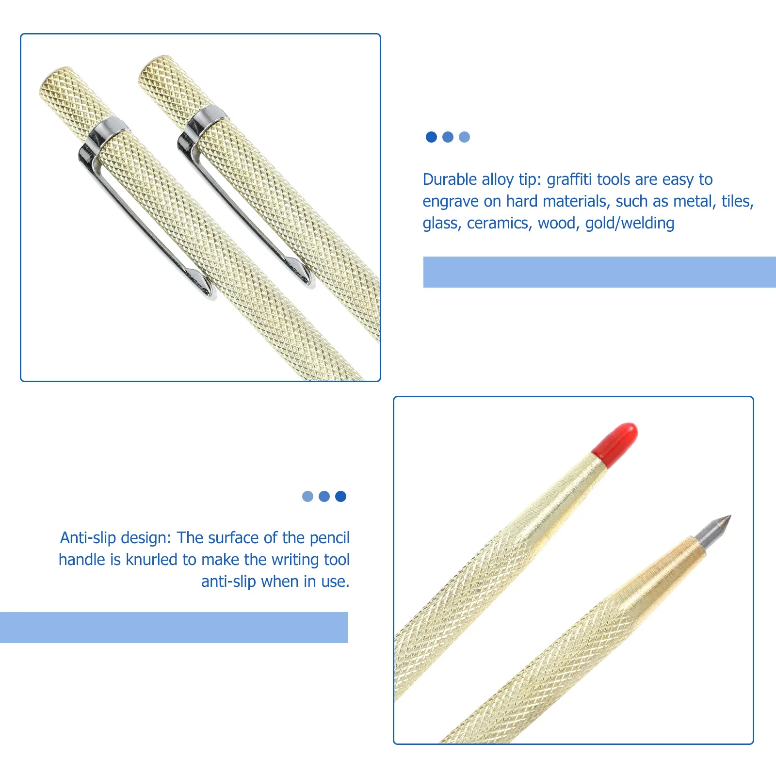 

4Pcs Metal Marking Engraving Pen Hardened Carbide Tip for Glass Ceramic Metal Etching Scribe Tool Etching Pen Scribe Tool