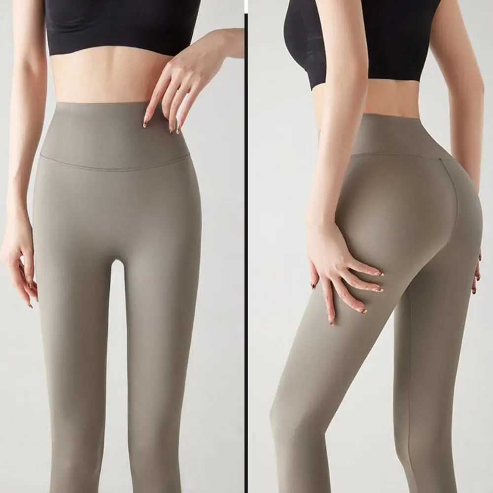 Elastic Thin Yoga Leggings Women Stretch Seamless High Waist Leggings Pantyhose Slim Fit Jogging Capri Pants Gym