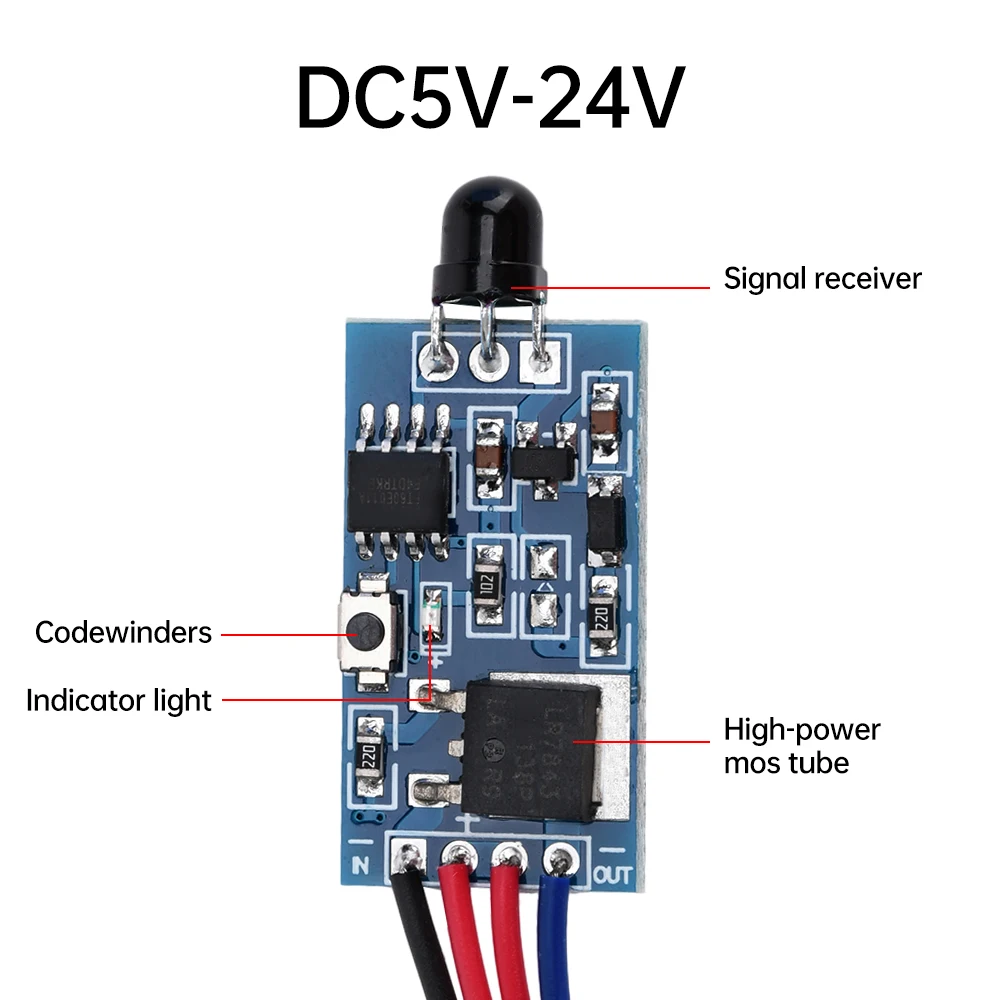 DC2.5V-5V DC5V-24V Trasmettitore a infrarossi Kit ricevitore telecomando wireless Modulo ricevitore codice di apprendimento