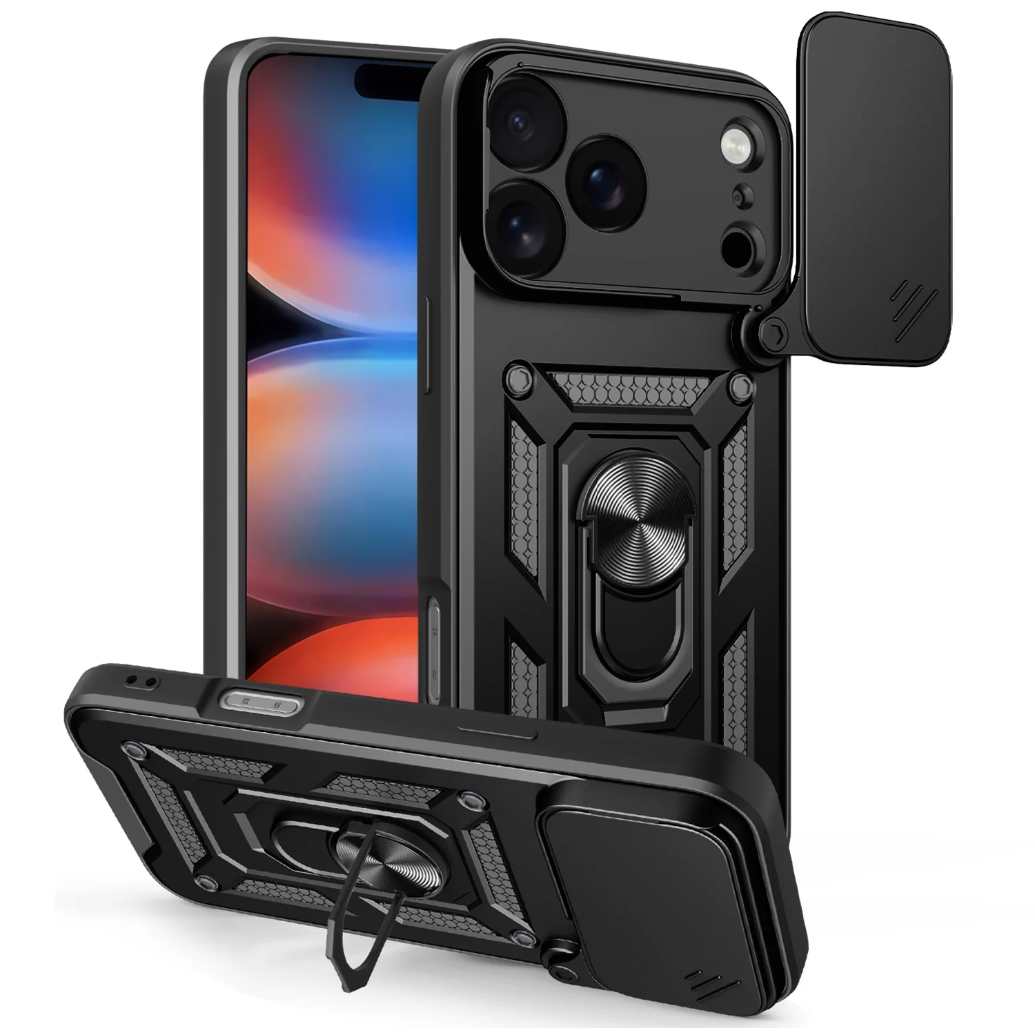 Funda für iPhone 17 Pro Max 17 Air Case Slide Kamera Objektiv Ring Ständer Halter Stoßfest Telefon Abdeckung für iPhone 17 Pro Capa