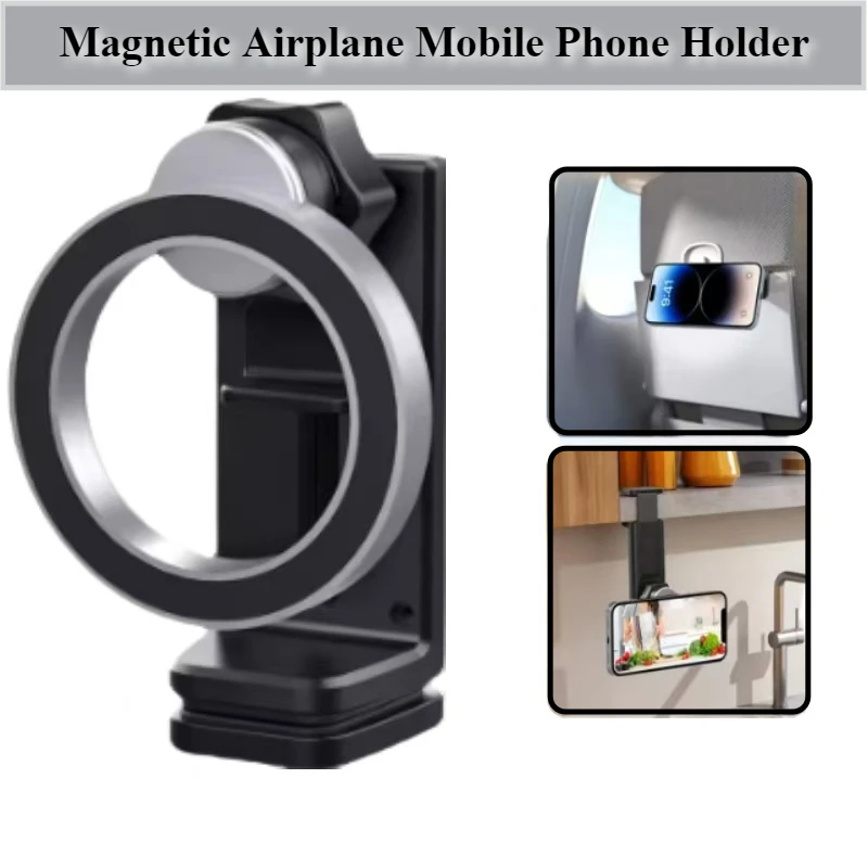 Fold-up Magnetic Airplane Phone Stand Flexible 360° Rotation Desktop Phone Holder For Magsafe iPhone 16 15 Xiaomi Huawei Samsung