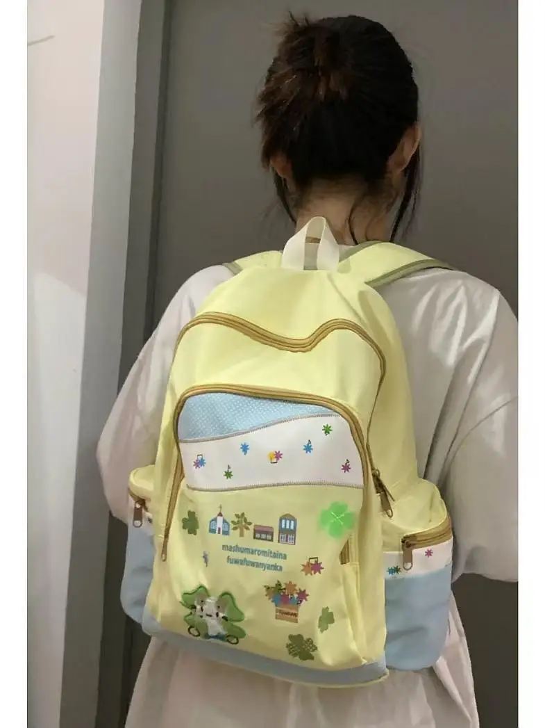 Cute  Cotton Candy Large Capaci Bapa for High School College Students Class Versatile Bapa Japanese Sle Bag