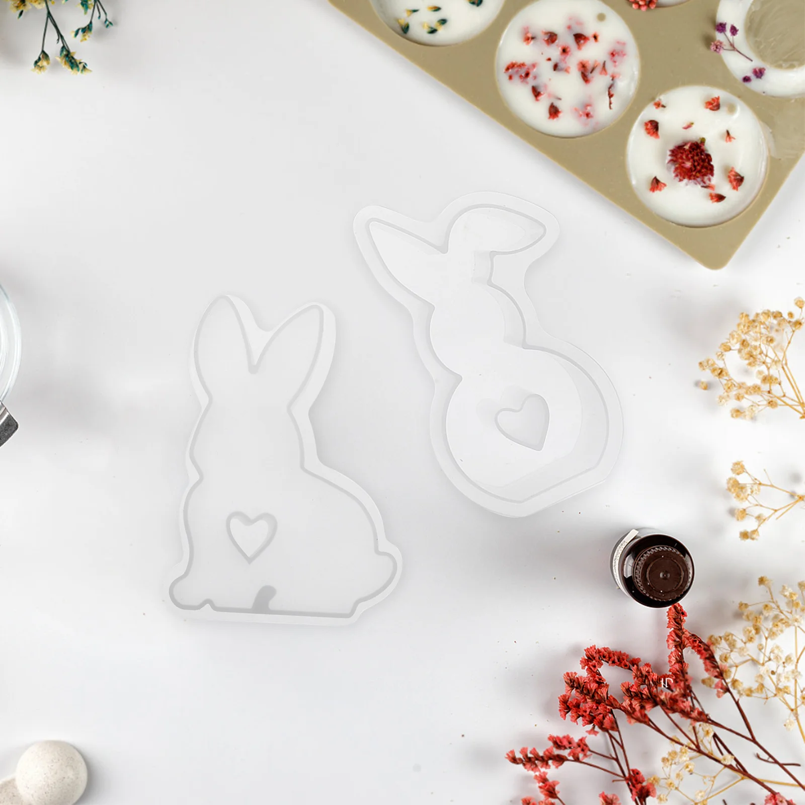 

6pcs Bunny Shaped Silicone Mold For Diy Scented Candles Easter Craft Making Making Tools Bunny Molds Handmade