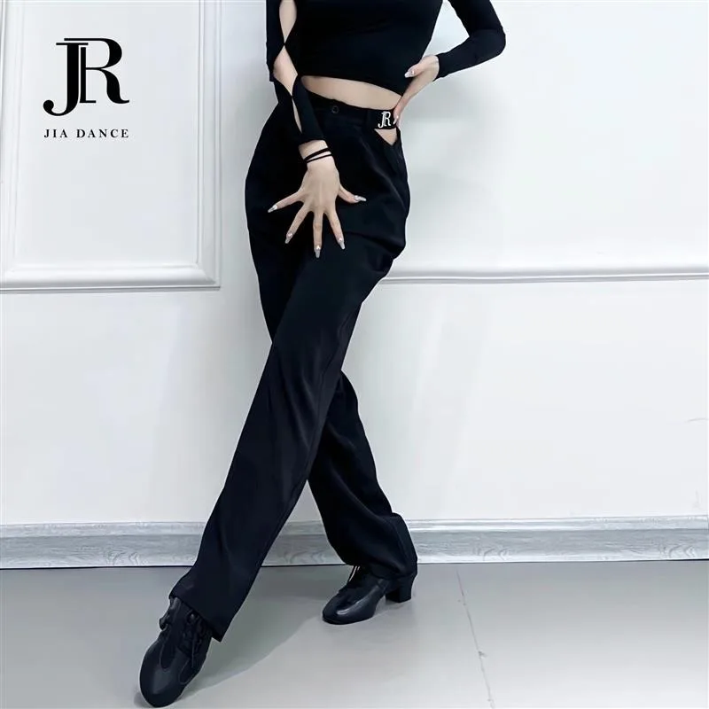 

Брюки для латинских танцев по индивидуальному заказу с вырезами по бокам, костюмные брюки, брюки учителя для бальных танцев с маленькими штанинами