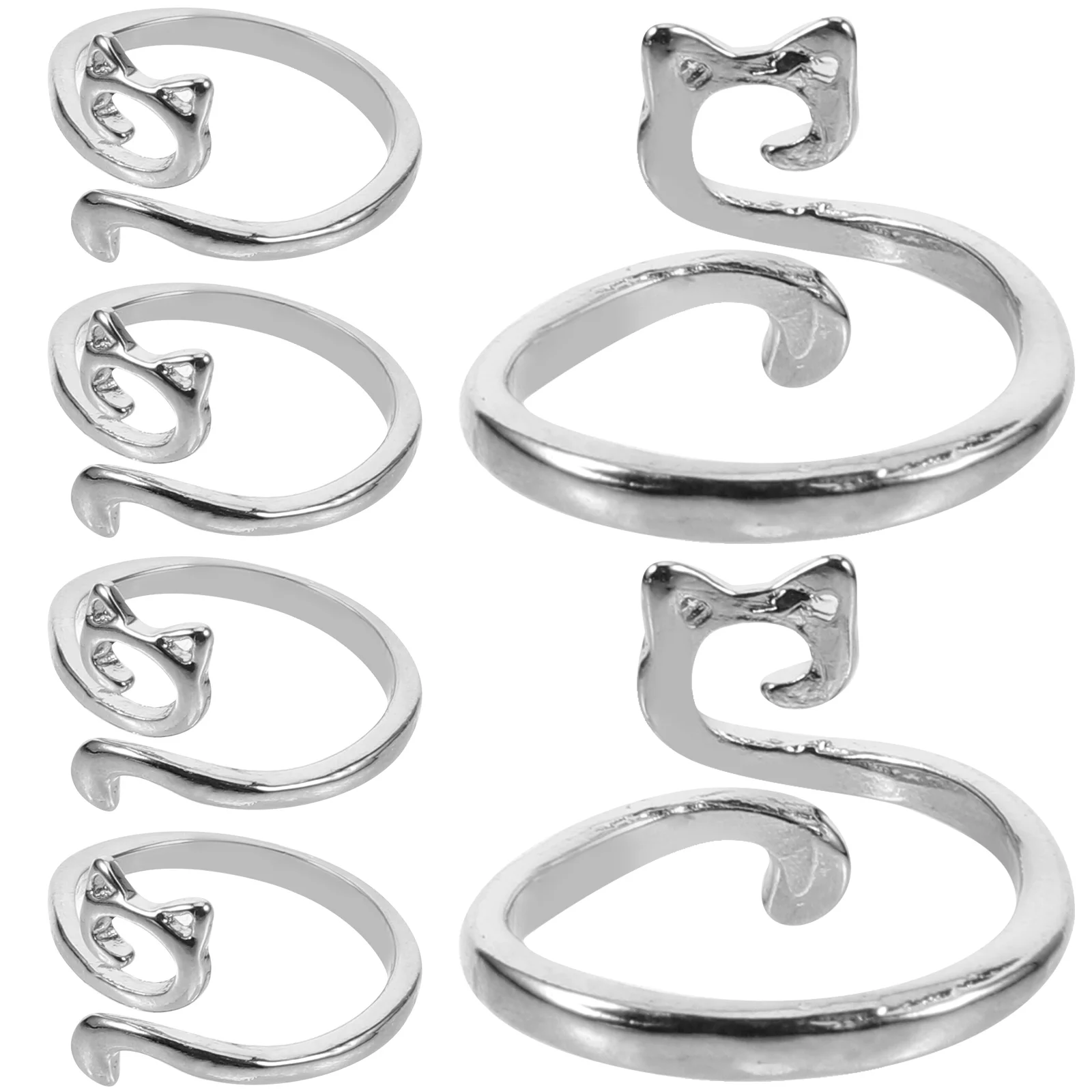 Open Finger Crochet Rings Cat Yarn Guide Silver Alloy Professional Knitting The