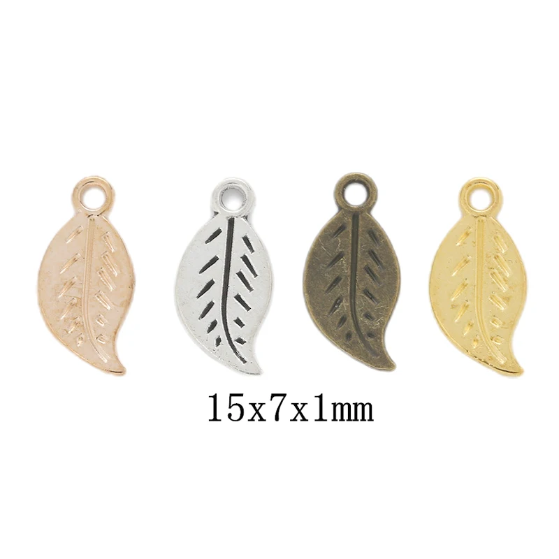 300pcs 15*7MM ZAKKA Grocery Creative Vintage Plant Element Leaf Charm Handmade DIY, Bronze Popular Necklace Jewelry Pendant