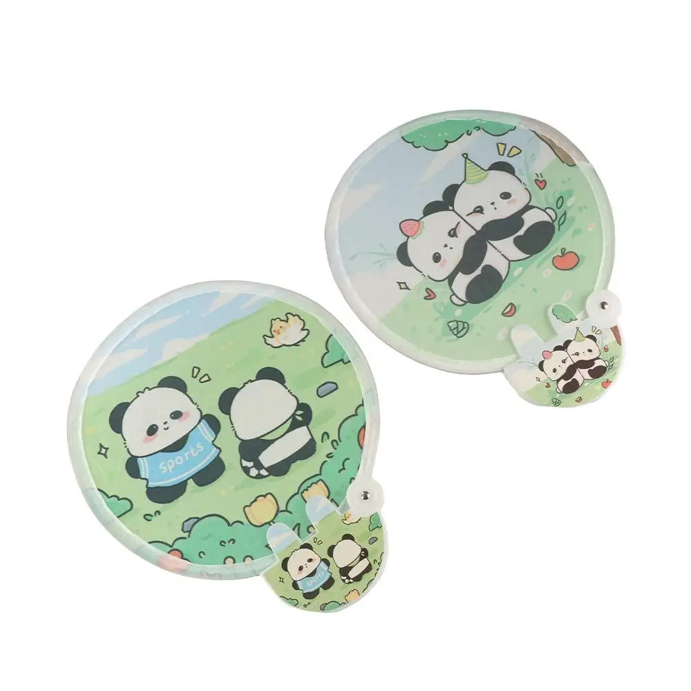 Creative Round Collapsible Pocket Fan Portable Cute Handheld Fan Mini Cartoon Pattern Foldable Fan Summer
