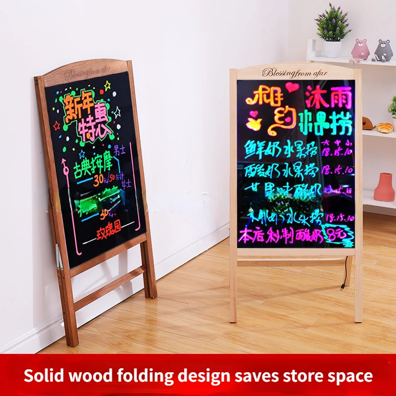 Solid Wood  Advertising Board Small Blackboard Store Vertical Billboard Display Board