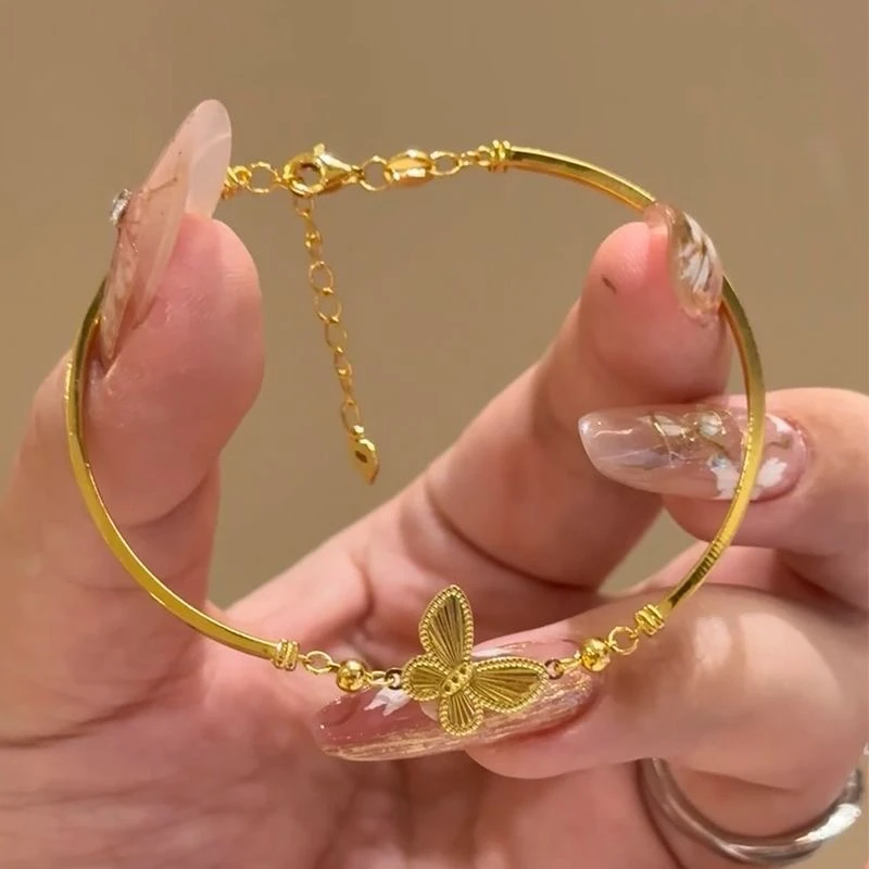 Koreanisches Luxus-Armband mit goldenem Schmetterling für Damen, goldfarben, eleganter Schmetterlings-Armreif, Party- und Hochzeits-Charm-Schmuck