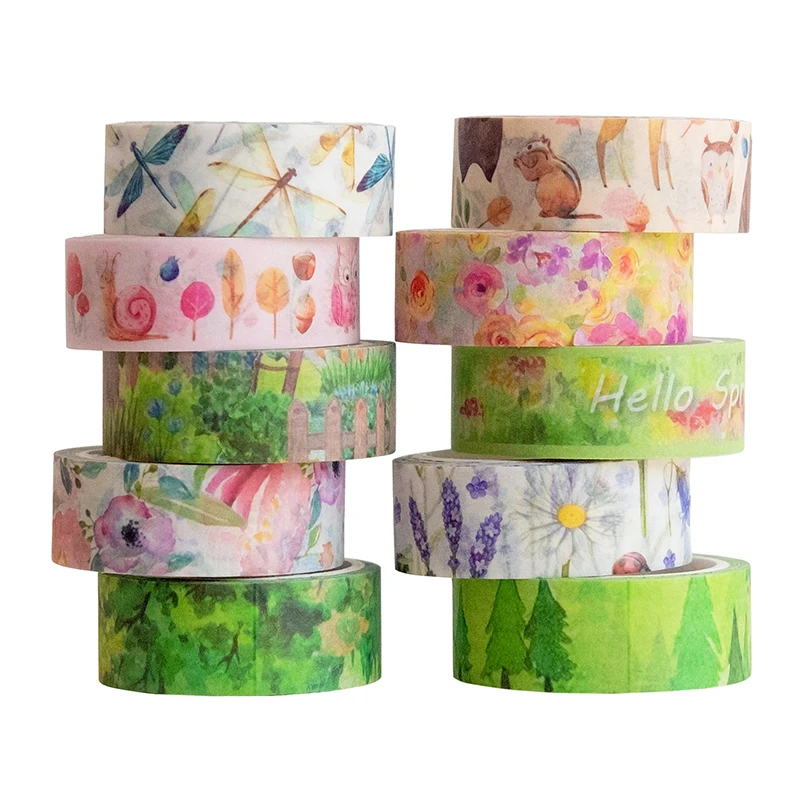 10 pçs primavera washi fitas diário suprimentos fita adesiva quatro estações decorativo fita adesiva kawaii artigos de papelaria washi conjunto de