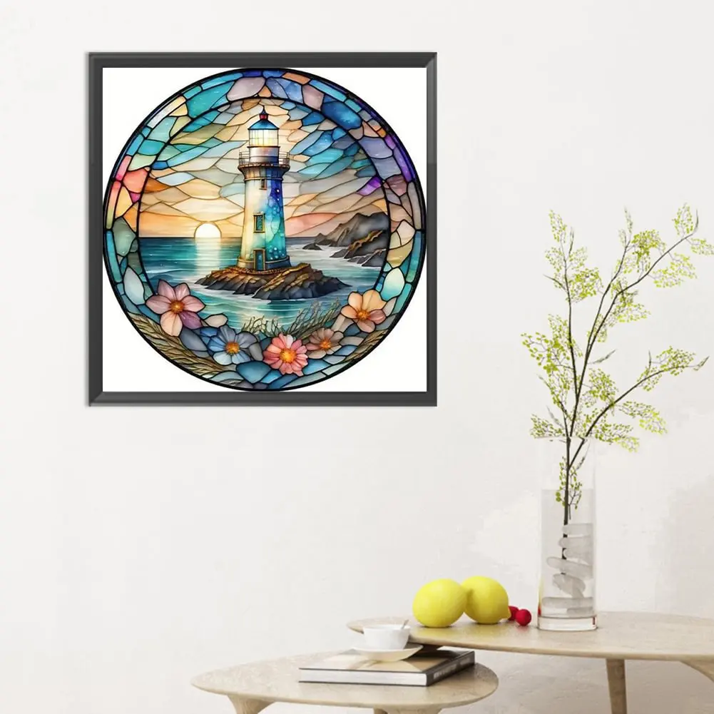 Diamond Painting Family 5D Fairy Dust Diamond Dot Art Lighter Tower Crystal Resin Mosaic Painting Kit AB Drill Cross Stitch Set