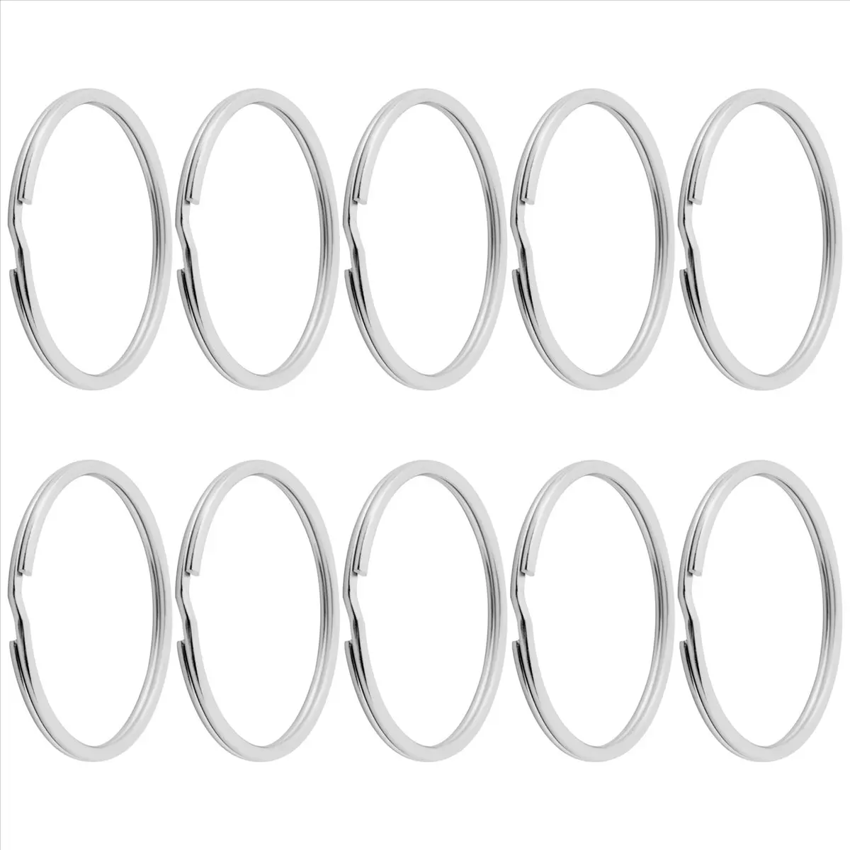 【Stainless Steel Key  and Open 】 10X Quality 50Mm Keyring Split Ring Set Heavy Duty Large Key Loop Sprung Hoop