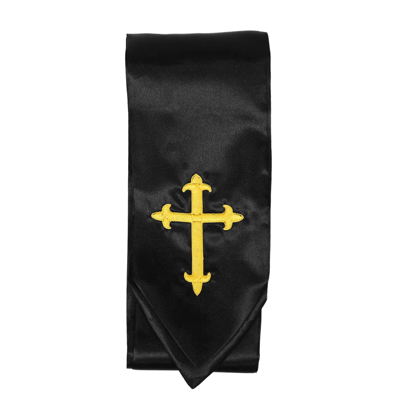 

Унисекс-столо для священнослужителей, черное, с вышитым крестом, для пасторов, крещений, конфирмации, свадеб, хоров, выпускных, для кафедры, религиозное.