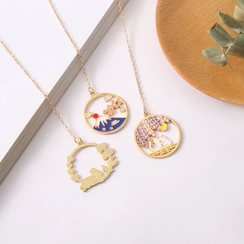 2pc Kawaii Flower And Rabbit Bookmark DIY Student Book Clip Tab Alloy Book Mark Pendant Accessories Portable Reading Stationery