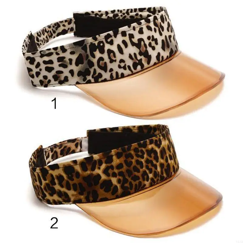 y5jd السيدات النساء فارغة أعلى خمر الفهد البيسبول قبعة قبعة العطلات في الهواء الطلق شفاف #4