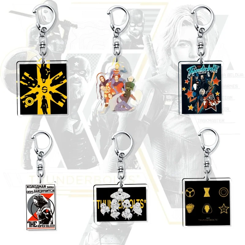 Thunderbolts Bucky Yelena Bob Acrylic Keychain Jewelry Movie Related Product Creativity Friends Gift Bag Charms Cute Souvenir