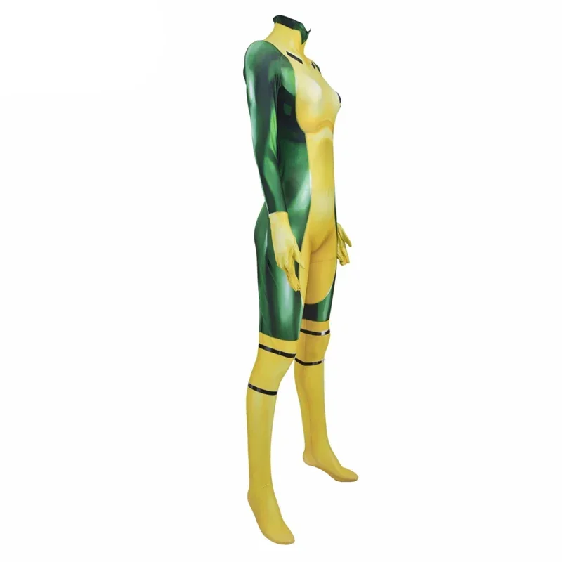 X Homens e Mulheres Rogue Cosplay Fantasias, Impressão 3D, Filme, Bodysuit Zentai, Macacão, Festa de Halloween, Adulto, Crianças, Meninas