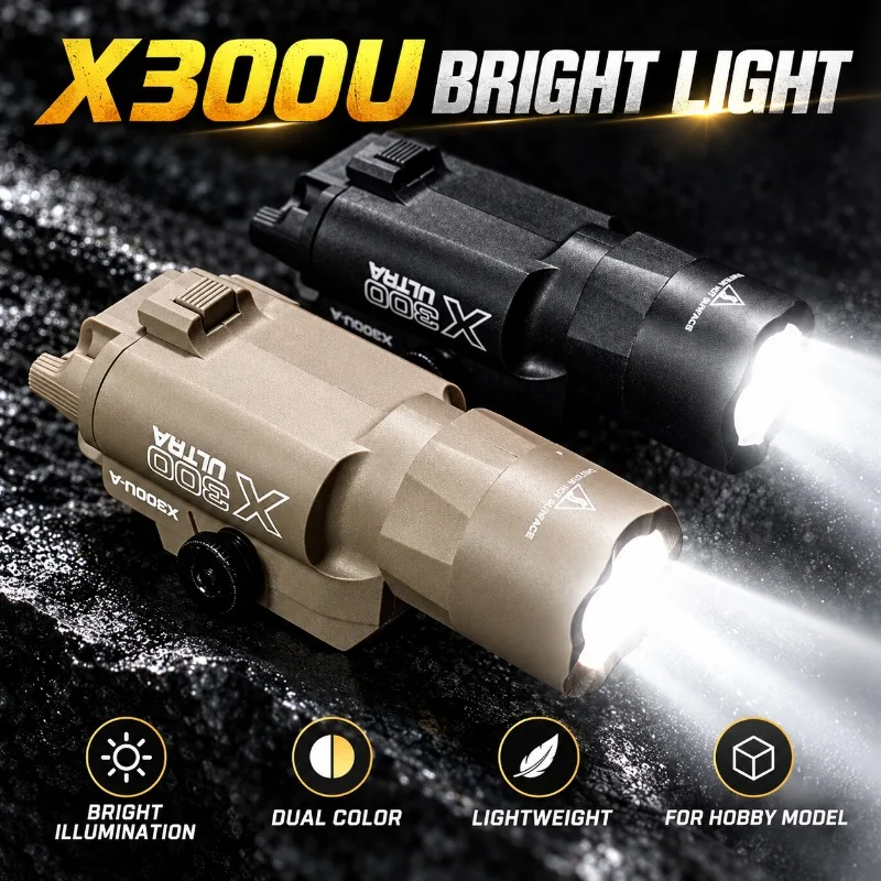 Hobby Model Decoration Accessory X300U Torch, Nylon Bright Flashlight Fits 20-21mm Rail System
