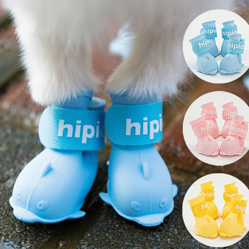 Pet Dog Rainshoes Waterproof Silicone Dog Shoes Anti-skid Boots for Small Medium Large Dogs Cats Rainy Days Appear Pet Supplies