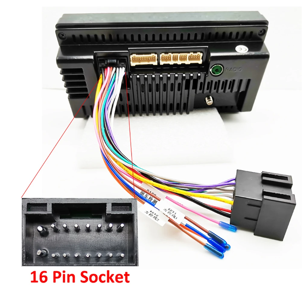 ขั้วต่อ ISO 16ขาเป็นสายเคเบิลอะแดปเตอร์ ISO 16 P สายรัดสายไฟอุปกรณ์เสริมแบบสากลสำหรับยูนิตหัวรถวิทยุแอนดรอยด์2 DIN