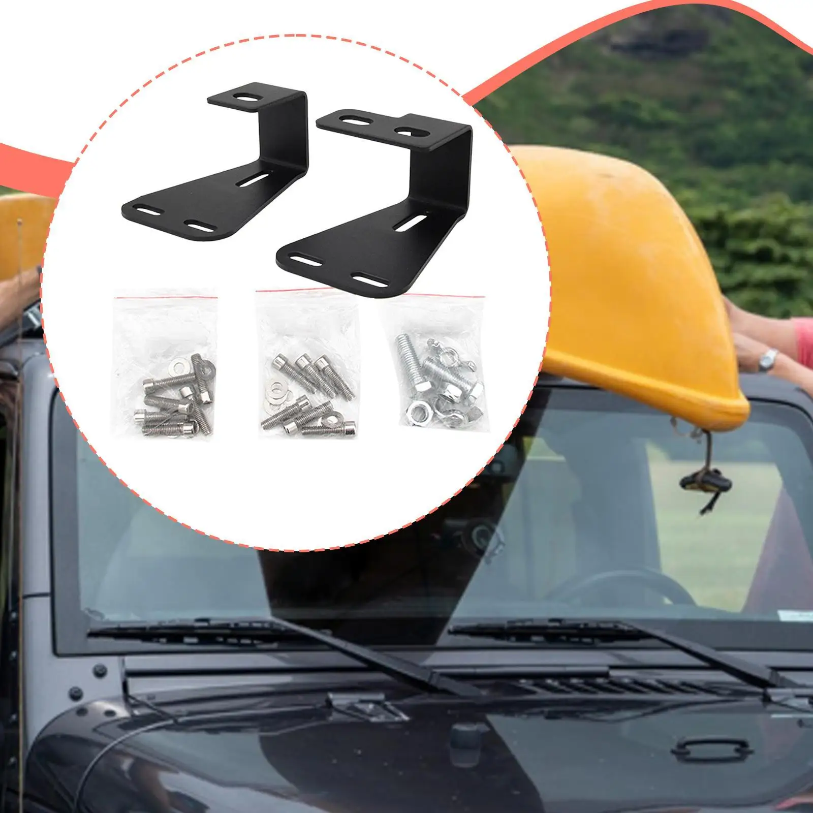 

High Lift Jack Mount Hood Brackets, Replacement Repair Off Road Spare Parts Car Hood Holder for Jeep Wrangler CJ 1944-1986