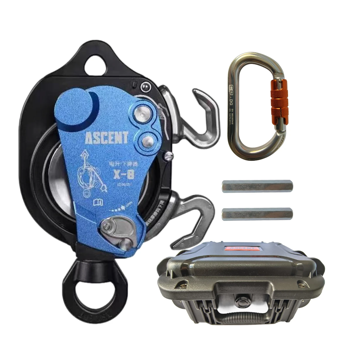 جهاز نزول البكرة الكهربائية NTR ASCENT X-8 مع وصلات عالمية، لرفع التسلق/السلع السفلي أو الموظفين