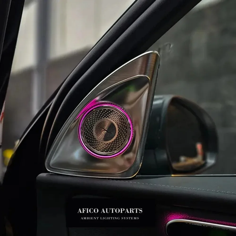 4D Permanently Rotating A-Pillar Tweeter with 64 Colors Ambient Light for Mercedes W205 W206 W213 W214 W253 W254 W167 C238