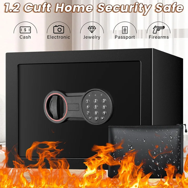 Fireproof Metal Gun Safe with Digital Keypad Theft Proof Security Box for Pistols