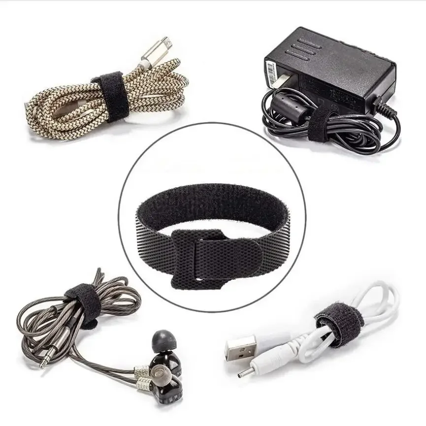 

100 Cable Ties 150x12mm T-Buckle Strap Nylon Ring Strap Black Back-to-Back Data Cable Self-Adhesive Cable Management Ties