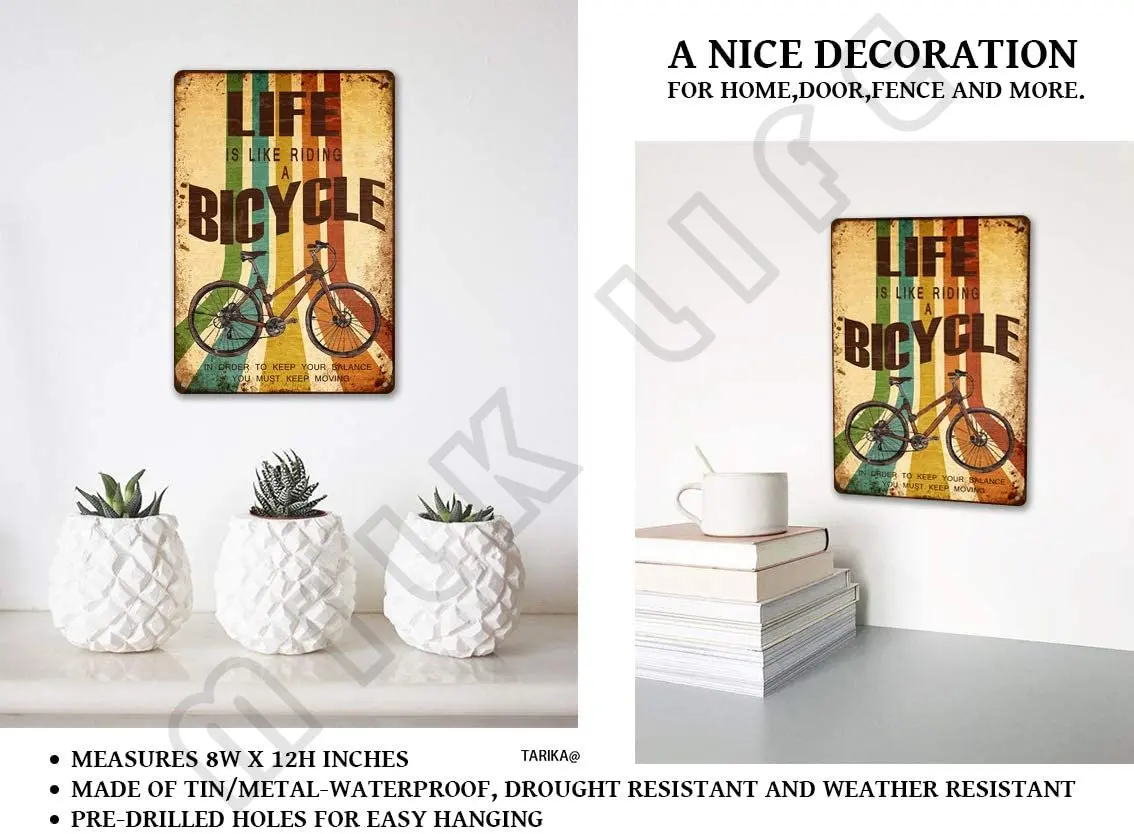 Life Is Like Riding A Bicycle Bicycle Parking Iron Poster Painting Tin Sign Vintage Wall Decor for Cafe Bar Pub Home Beer Decor