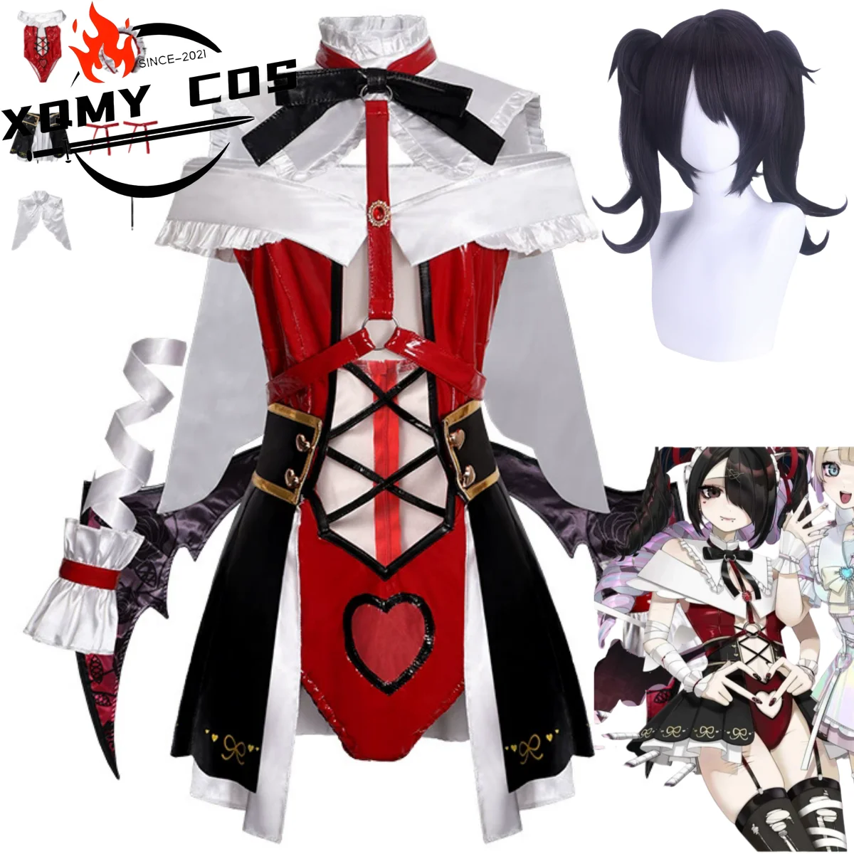 

XqAnime Needy Girl Overdose Kange Косплей Костюм Красные Комбинезоны Плащ Униформа Парик Взрослых Женщин Сексуальный Карнавальный Костюм Хэллоуина