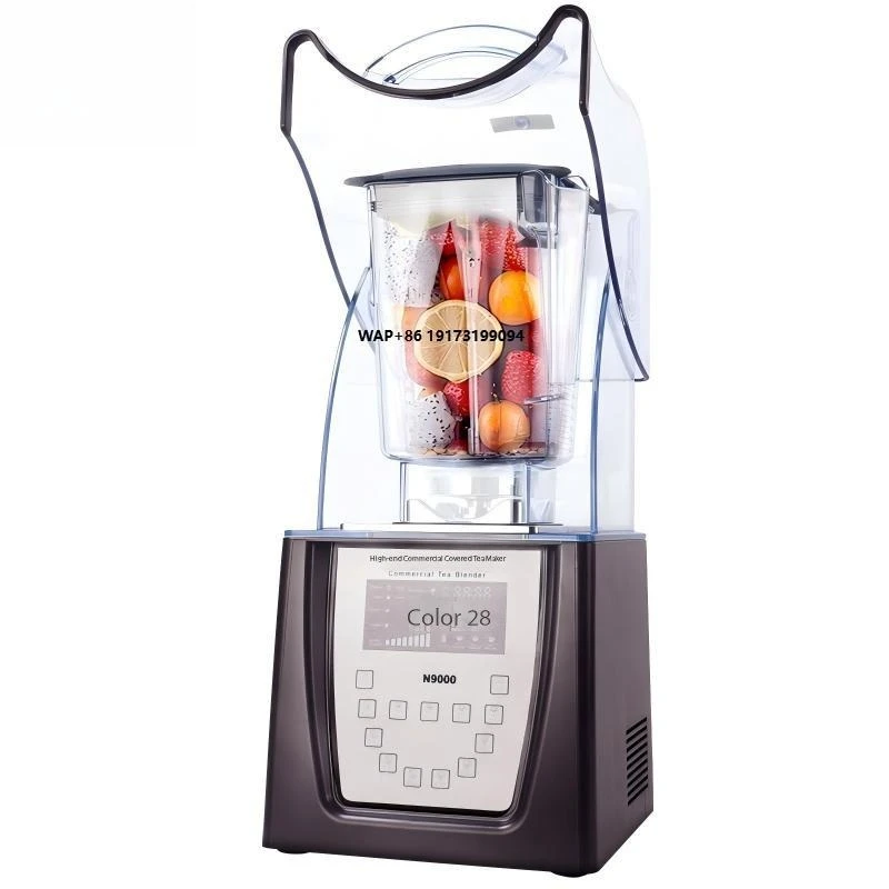 3-in-1 Commercial Blender with Interchangeable Cups (Smoothie, Milk Foam, Tea), 1800W Quiet Ice Crusher for Cafe
