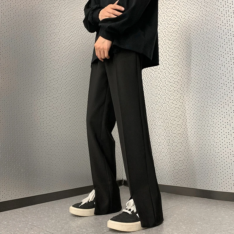 Grey Black Suit Pants Men Fashion Social Mens Dress Pants Korean Loose Straight Casual Trousers Mens Office Formal Pants M-5XL