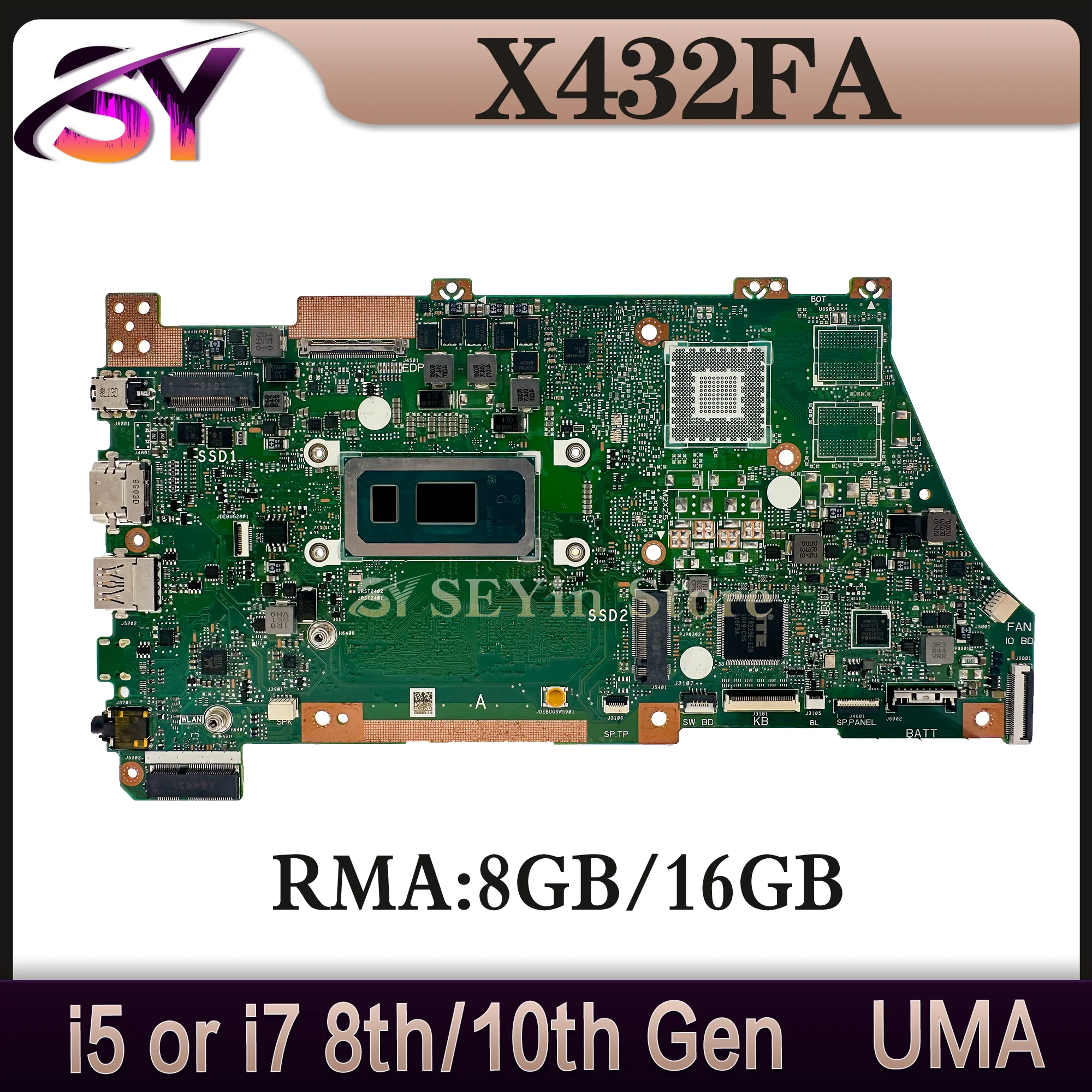 X432FA Mainboard For Asus X432FL X432FLC X432FAC K432F S432F V432F Laptop Motherboard i5 i7 8th/10th GPU-V2G/UMA RAM-8G/16G