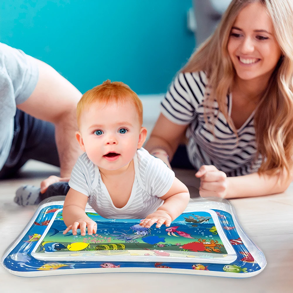 Tappetino gonfiabile per acqua a tema Squid Ocean per neonati - Tappetino da gioco sensoriale in PVC spesso, giocattolo educativo per bambini, regalo di compleanno perfetto