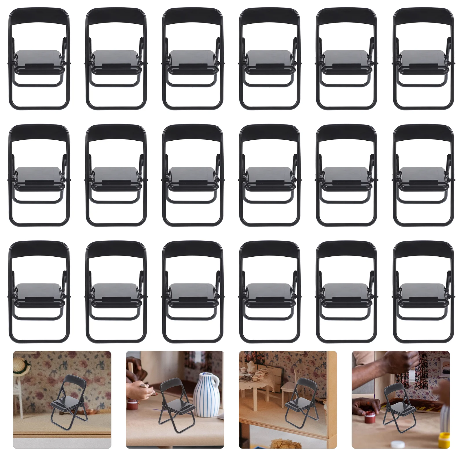 20 Pcs Model Folding Chair Child Tablet Holder Home Decor Plastic Kids and Chairs Miniature