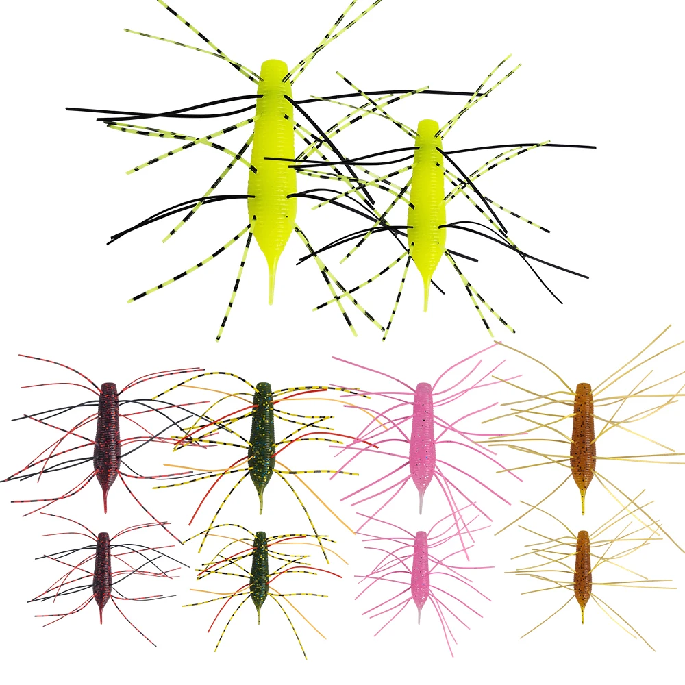 Señuelos blandos de pesca Eupheng, señuelos de plástico blando para Ned Rig, gusanos de lubina, señuelos de camarón, gusanos Wacky