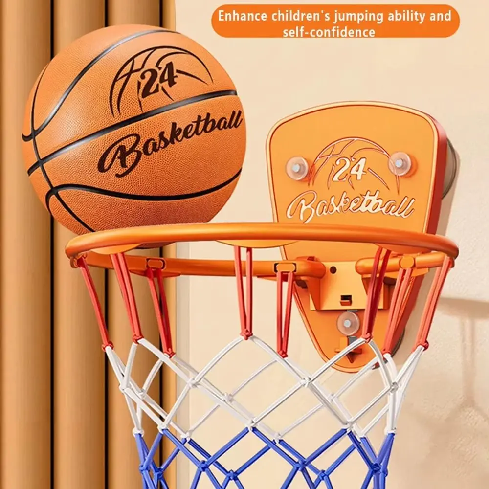 

Foldable Baby Basketball Set Cartoon Animal Inflatable Ball Toddler Basketball Hoop No-Drill Installation Basketball Set