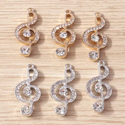 10pcs 13x28mm Cute Crystal Music Note Charms Pendants for Making Women Fashion Earrings Necklaces DIY Keychains Jewelry Findings