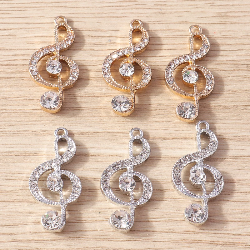 10 sztuk 13x28mm śliczne kryształowe nuty Charms wisiorki do robienia kobiet modne kolczyki naszyjniki DIY breloki ocena biżuteria