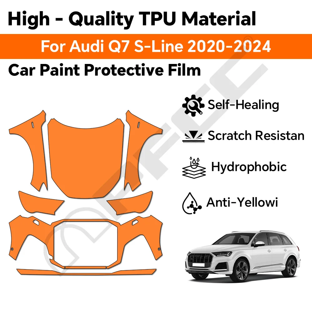 

TPU For Audi Q7 S-Line 2020-2024 Precut Full Car PPF Film 8.5Mil HD Clear Anti-Scratch Car Paint Protection Exterior Accessory