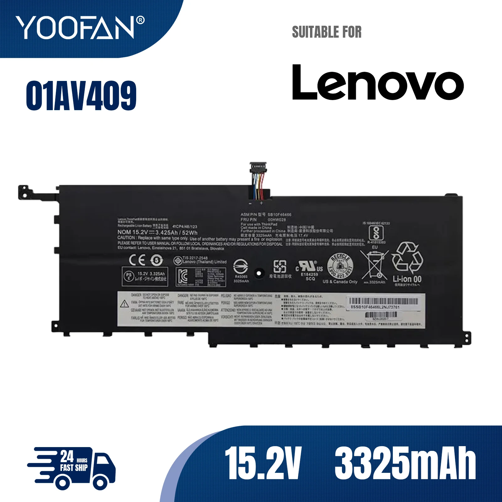 

YOOFAN 01AV409 01AV439 Laptop Battery for LENOVO X1C Yoga Carbon Gen 4 2016 Ultrabook 01AV410 01AV438 SB10K97567 SB10K97566