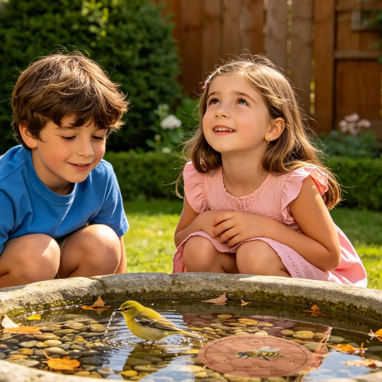 Bird Bath Purifier Disc Physical Safe Water Cleaning Device Water Purification Tray for Outdoor Yard Garden Bird Bath Fountain