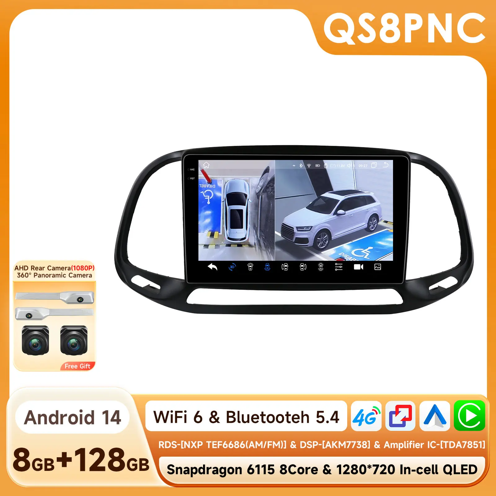 Hizpo Ai Voice Autoradio Radio Voor Fiat Doblo 2015 - 2019 4G Auto Multimedia Gps 2din Draadloze Carplay Android Automatische Navigatie Bt