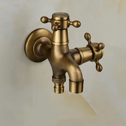 High Quality Total Brass Brushed Double Using Washing Machine Faucet Bathroom Corner Faucet Tap Garden Outdoor Tap